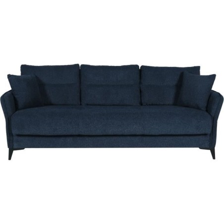 Canapé convertible 3 places - OTTOWA - Tissu bleu foncé - 2 coussins