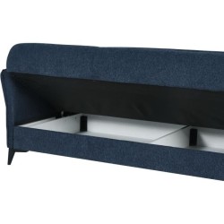 Canapé convertible 3 places - OTTOWA - Tissu bleu foncé - 2 coussins