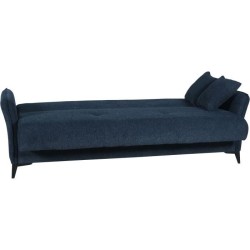 Canapé convertible 3 places - OTTOWA - Tissu bleu foncé - 2 coussins