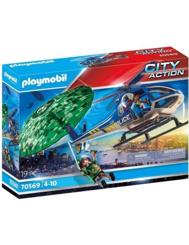 PLAYMOBIL - 70569 - City Action - Hélicoptere de police et parachutiste