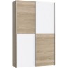 Armoire 2 portes coulissantes multifonction - Blanc et chene clair - L