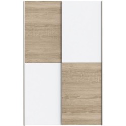 Armoire 2 portes coulissantes multifonction - Blanc et chene clair - L