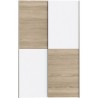 Armoire 2 portes coulissantes multifonction - Blanc et chene clair - L
