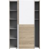 Armoire 2 portes coulissantes multifonction - Blanc et chene clair - L