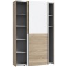 Armoire 2 portes coulissantes multifonction - Blanc et chene clair - L