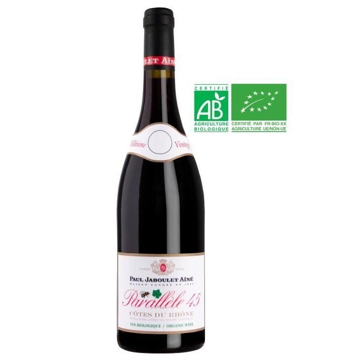 Maison Paul Jaboulet Ainé Parallele 45 Côtes du Rhône - Vin rouge de la Vallée du Rhône - Bio 2023