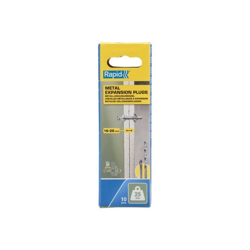 Chevilles a expansion métal pour cloison plâtre - RAPID - Ø8 - 16-2 Chevilles a expansion métal pour cloison plâtre - RAPID - Ø8 - 16-2