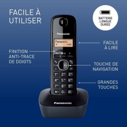 Téléphone Sans Fil Panasonic KX-TG1611FRH – DECT avec Répondeur e