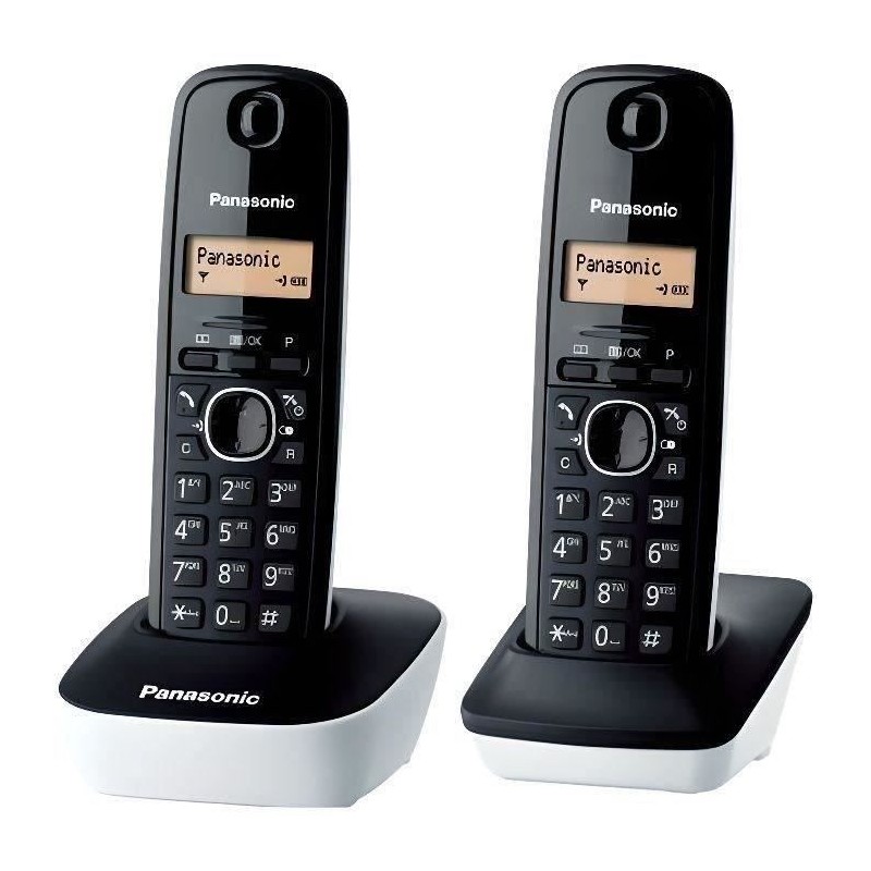 Panasonic KX-TG1612FRW | Téléphone Duo sans fil DECT sans répondeur Panasonic KX-TG1612FRW | Téléphone Duo sans fil DECT sans répondeur