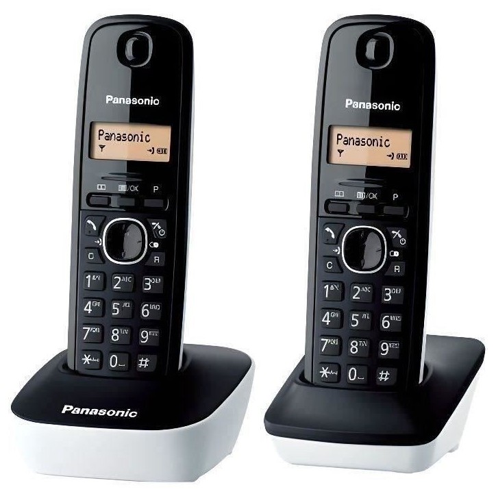 Panasonic KX-TG1612FRW | Téléphone Duo sans fil DECT sans répondeur Blanc Panasonic KX-TG1612FRW | Téléphone Duo sans fil DECT sans répondeur Blanc