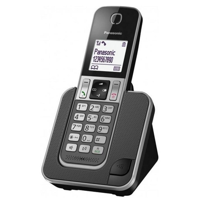 Panasonic KX-TGD310FRG Téléphone sans Fil Noir, Écran LCD, Répondeur Intégré, Mains Libres, Identification de l'Appelant Panasonic KX-TGD310FRG Téléphone sans Fil Noir, Écran LCD, Répondeur Intégré, Mains Libres, Identification de l'Appelant