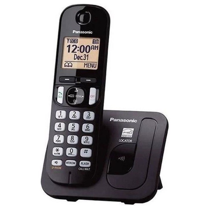 PANASONIC KX-TGC210 Téléphone Fixe sans Fil Solo Noir PANASONIC KX-TGC210 Téléphone Fixe sans Fil Solo Noir