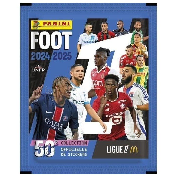 Blister - PANINI - Foot Ligue 1 2024-2025 - McDonald's - 12 pochettes - 2 offertes - 98 stickers Blister - PANINI - Foot Ligue 1 2024-2025 - McDonald's - 12 pochettes - 2 offertes - 98 stickers