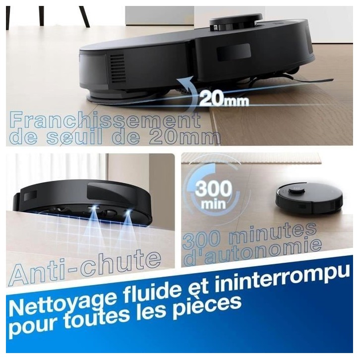 ECOVACS Aspirateur Robot DEEBOT N20 Pro Plus, Robot Aspirateur Laveur 8000Pa avec vidange Automatique poussire, Batterie 300 Min ECOVACS Aspirateur Robot DEEBOT N20 Pro Plus, Robot Aspirateur Laveur 8000Pa avec vidange Automatique poussire, Batterie 300 Min
