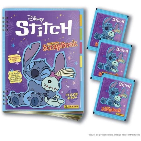 Album + 3 pochettes - PANINI - STITCH 2 - MON SUPER SCRAPBOOK - 15 stickers