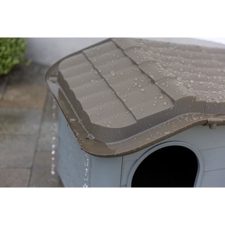 KERBL - Maison extérieure pour chats - 60 x 51 x 41 cm - Gris et marron - Plastique