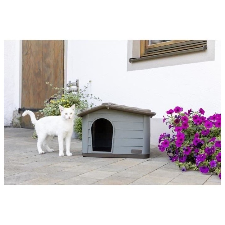KERBL - Maison extérieure pour chats - 60 x 51 x 41 cm - Gris et marron - Plastique