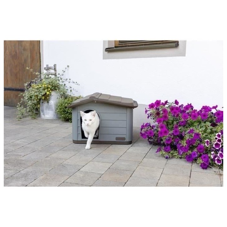 KERBL - Maison extérieure pour chats - 60 x 51 x 41 cm - Gris et marron - Plastique
