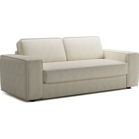 Canapé convertible express en velours côtelé - matelas 14cm - PAOLA - 210 x 100 x 87 cm