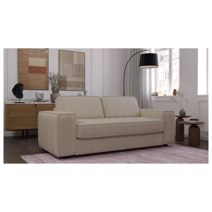 Canapé convertible express en velours côtelé - matelas 14cm - PAOLA - 210 x 100 x 87 cm Canapé convertible express en velours côtelé - matelas 14cm - PAOLA - 210 x 100 x 87 cm