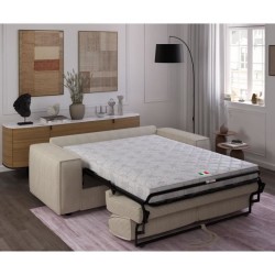 Canapé convertible express en velours côtelé - matelas 14cm - PAOLA