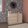 Commode ESCALE - 3 tiroirs - 1 porte - Décor chene - L 109,8 x H 76,8