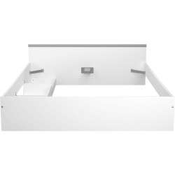 Lit adulte ZODIAC 160x200 - Décor blanc - 2 tiroirs - L165.8 x H58.9