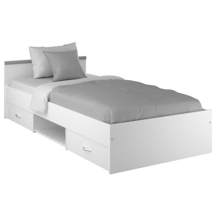 Chambre complete enfant 3 pieces ZODIAC - Lit + chevet + bureau - Décor blanc - PARISOT Chambre complete enfant 3 pieces ZODIAC - Lit + chevet + bureau - Décor blanc - PARISOT
