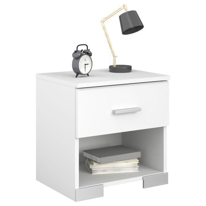 Chambre complete enfant 3 pieces ZODIAC - Lit + chevet + bureau - Décor blanc - PARISOT Chambre complete enfant 3 pieces ZODIAC - Lit + chevet + bureau - Décor blanc - PARISOT