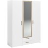 Armoire DREAM 3 portes - Panneau de particules - Miroir - Décor blanc