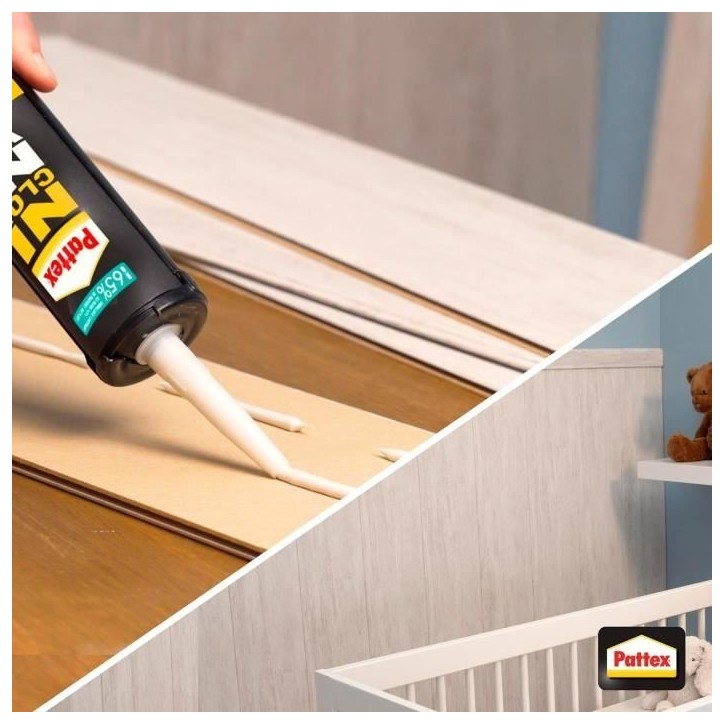 PATTEX Ni clou ni vis Fix Idéal Bois- Lot de 2 cartouches 380g + 1 gratuite PATTEX Ni clou ni vis Fix Idéal Bois- Lot de 2 cartouches 380g + 1 gratuite