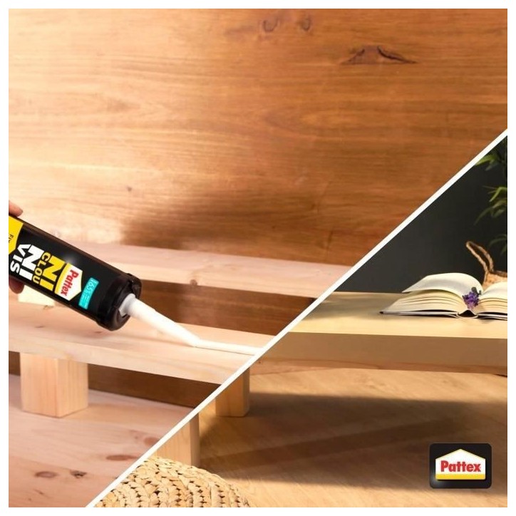 PATTEX Ni clou ni vis Fix Idéal Bois- Lot de 2 cartouches 380g + 1 gratuite PATTEX Ni clou ni vis Fix Idéal Bois- Lot de 2 cartouches 380g + 1 gratuite