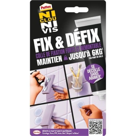 Colle Fixation - PATTEX - 2970856 - Ni clou ni vis - Fix & Défix - Tu