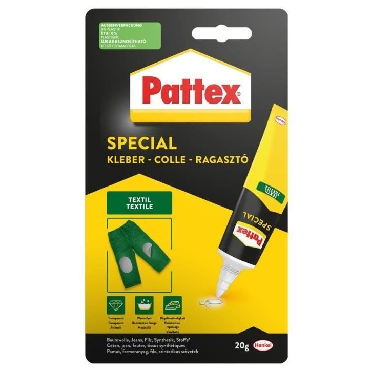 Colle Spécialités Matériaux - PATTEX - Textile - Tube - 20g Colle Spécialités Matériaux - PATTEX - Textile - Tube - 20g