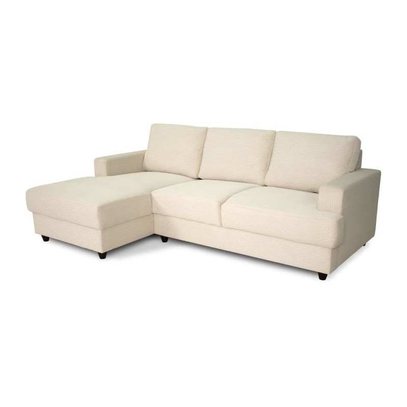 Canapé d'angle gauche 4 places - PAUL in cord - Tissu Beige - 216 x 1