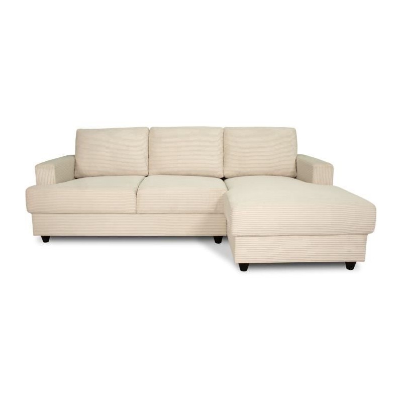 Canapé d'angle droit 4 places - PAUL in cord - Tissu Beige - 216 x 14 Canapé d'angle droit 4 places - PAUL in cord - Tissu Beige - 216 x 14