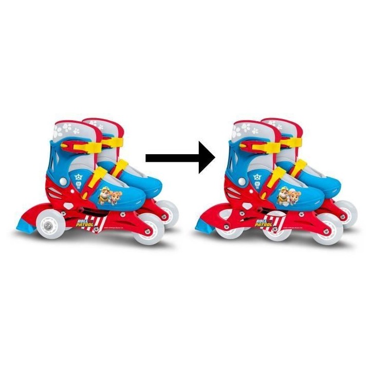 Patins en Ligne two in one - PAW PATROL - PAT PATROUILLE - 3 Roues - Tri skate et Roller in lin - Ajustable taille 27-30 Patins en Ligne two in one - PAW PATROL - PAT PATROUILLE - 3 Roues - Tri skate et Roller in lin - Ajustable taille 27-30