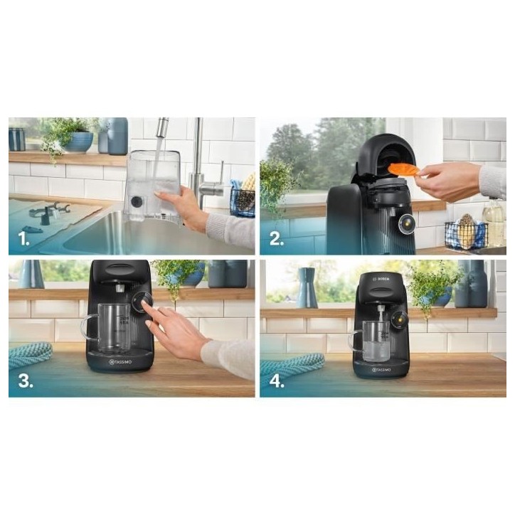 Machine a café multi-boissons - BOSCH - TASSIMO - T16 Finesse noir - 1400 W