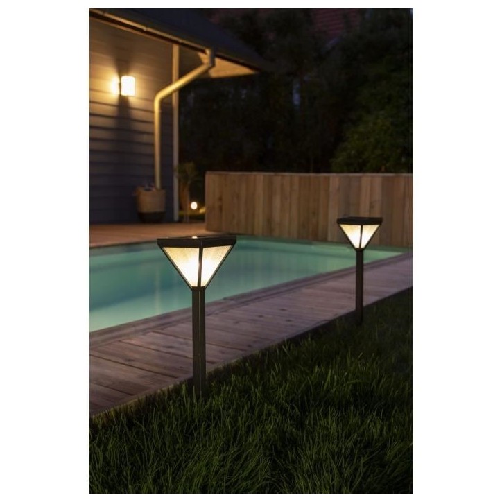 Lanterne solaire inox verre perlé 25 lumens blanc chaud - GALIX Lanterne solaire inox verre perlé 25 lumens blanc chaud - GALIX