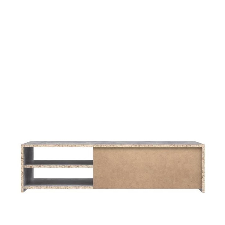 Meuble TV PILVI - Blanc et béton clair - Contemporain - L 120 x P 42,1 x H 31,8 cm Meuble TV PILVI - Blanc et béton clair - Contemporain - L 120 x P 42,1 x H 31,8 cm
