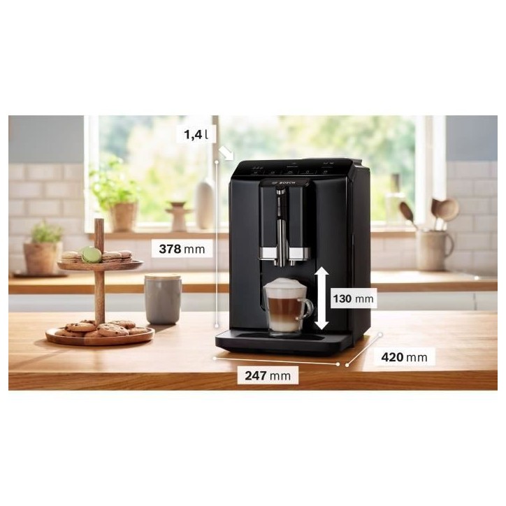 Machine a café broyeur expresso Verocup - BOSCH - TIE20119 Serie 2 - 1300 W - 250 g de grains - 1,4 L - Noir