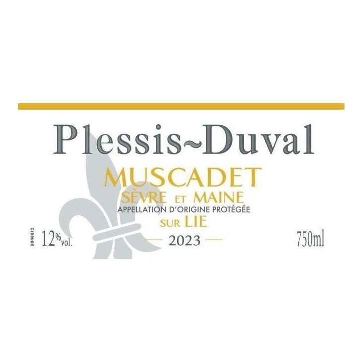 Plessis-Duval Muscadet Sevre et Maine sur Lie - Vin blanc de Loire 2023