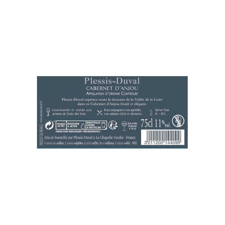 Plessis-Duval 2023 Cabernet d'Anjou - Vin rosé de Loire