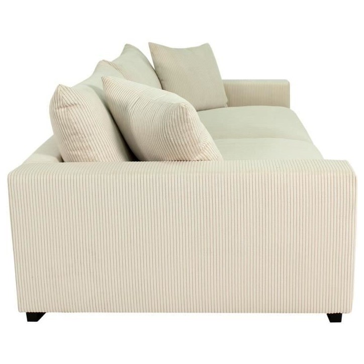 Canapé droit fixe - 4 places - PEDRO - Velours côtelé Beige - 261 x 124 x 82.5 cm