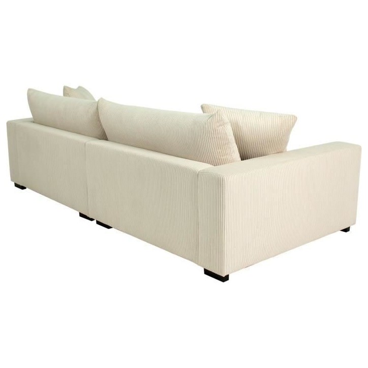 Canapé droit fixe - 4 places - PEDRO - Velours côtelé Beige - 261 x 124 x 82.5 cm
