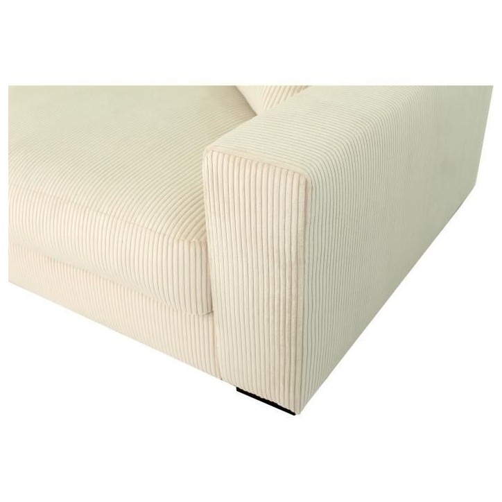 Canapé droit fixe - 4 places - PEDRO - Velours côtelé Beige - 261 x 124 x 82.5 cm