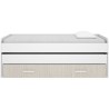 Lit gigogne - PEMA - 90 x 200 cm - Blanc / imitation lamelles