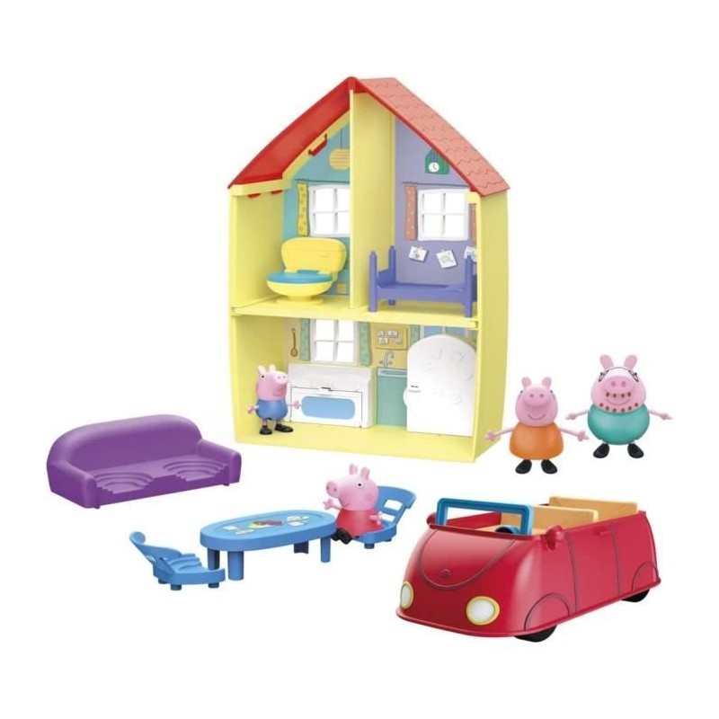 Peppa Pig Coffret maison de Peppa et sa famille, Accessoires amusants Peppa Pig Coffret maison de Peppa et sa famille, Accessoires amusants