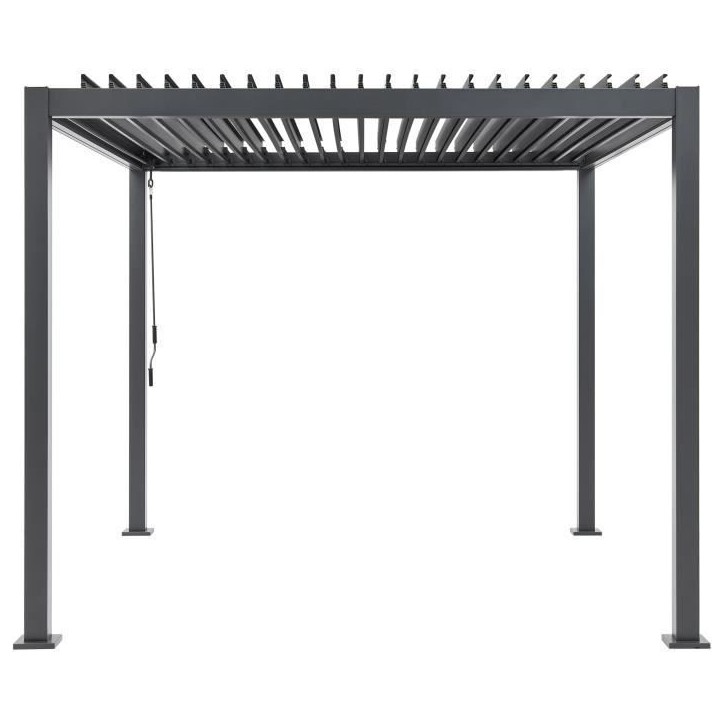 Pergola bioclimatique GAYA - Structure en aluminium et en acier - 290x290xH240 cm - Gris