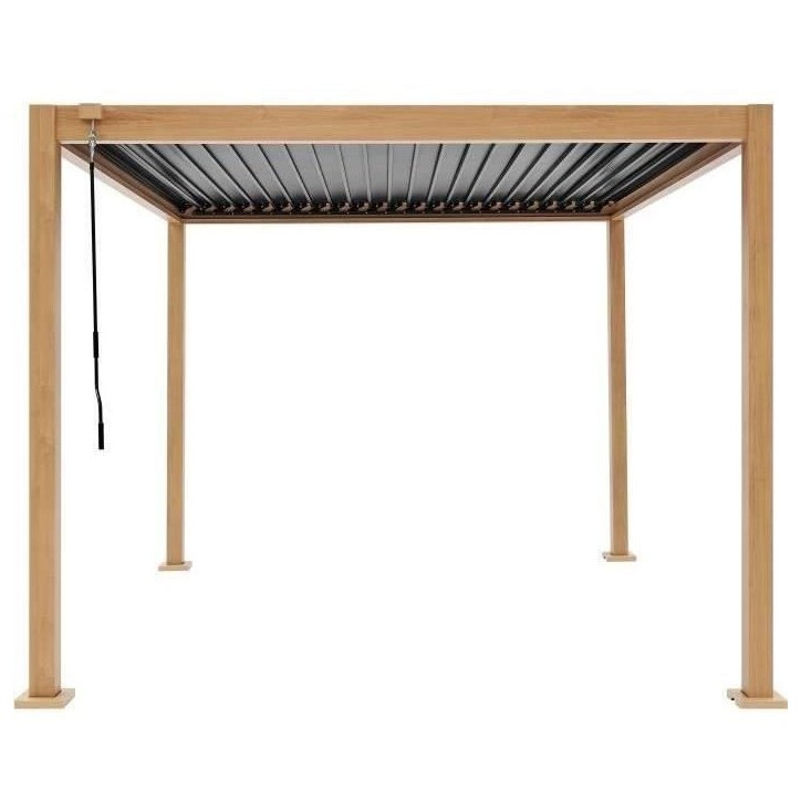 Pergola bioclimatique GAYA - Structure en aluminium et en acier - l300 x P300 x H240 cm - Aspect Bois